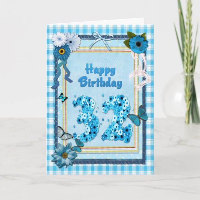 Carte 32e anniversaire avec un effet de scrapbook (Devant)