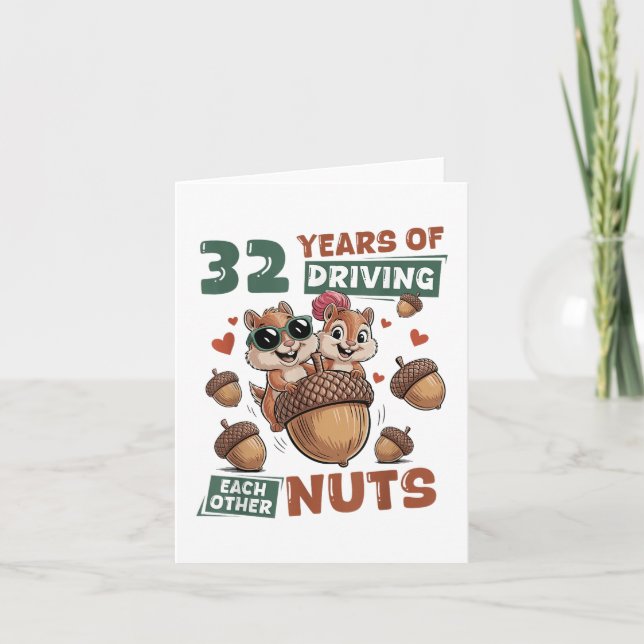 Carte 32e anniversaire de Mariage 32 ans jumelé (Devant)