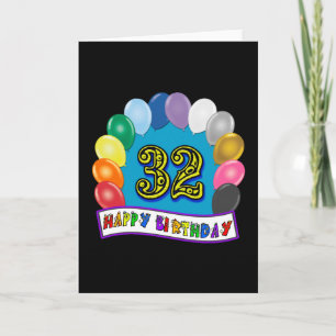 Carte 32e anniversaire des ballons cadeaux