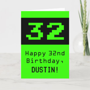 Carte 32e anniversaire : Nerdy / Geeky Style "32" et nom