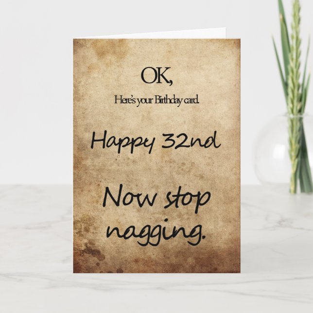 Carte 32ème anniversaire pour un nag (Devant)
