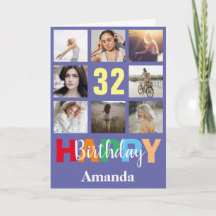 Carte 32nd Happy Birthday Photo Collage Modern