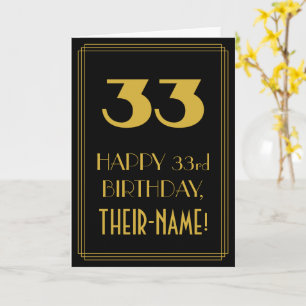 Carte 33e anniversaire - Art Déco Inspiré Look "33" & No