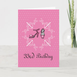 Carte 33e Anniversaire, Chaussures Roses