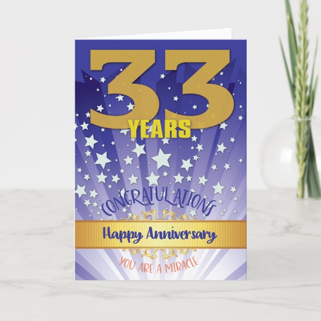 Carte 33e anniversaire de rétablissement chiffre gras (Devant)