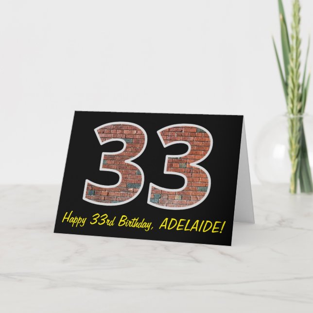 Carte 33e anniversaire - Motif de mur de briques "33" av (Devant)