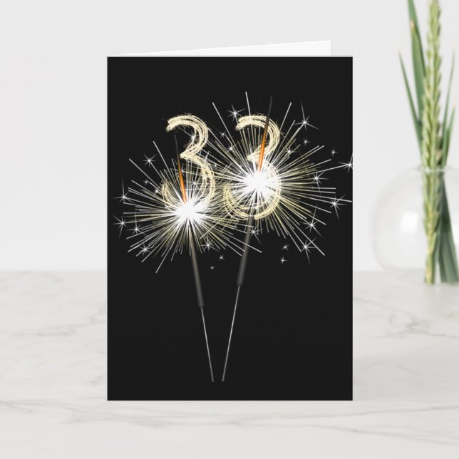 Carte 33e anniversaire Sparklers en noir (Devant)