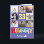 Carte 33e Joyeux Anniversaire Photo Collage Moderne<br><div class="desc">33e Joyeux Anniversaire Photo Collage Carte moderne avec nom personnalisé. Pour plus de personnalisation,  cliquez sur le bouton "Customiser" et utilisez notre outil de conception pour modifier ce modèle.</div>