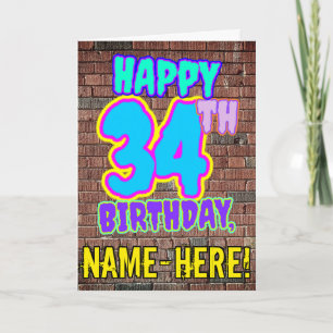 Carte 34e anniversaire - Amusant, Graffiti urbain inspir
