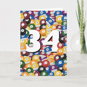 Carte 34e anniversaire Billiard Balls