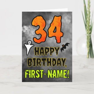 Carte 34e anniversaire : Eerie Halloween Thème + Nom per