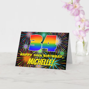 Carte 34e anniversaire : Feux d'artifice de célébration
