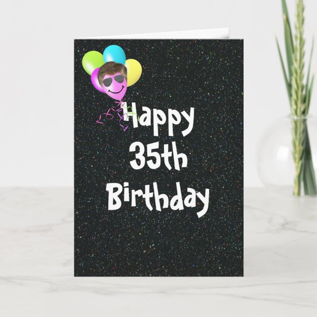 Carte 35e anniversaire Ballons avec lunettes de soleil A (Devant)