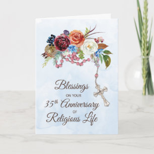 Carte 35e anniversaire de la vie religieuse avec Rosaire