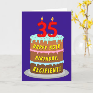Carte 35e anniversaire : Fun Cake and Candles + Nom pers