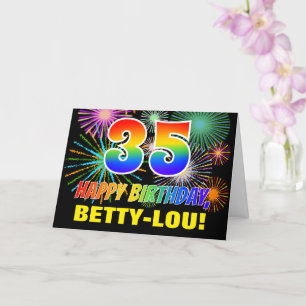 Carte 35e anniversaire : Gras, Amusants, Feu d'artifice,