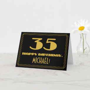 Carte 35e anniversaire : Nom + Art Déco Inspiré Look "35