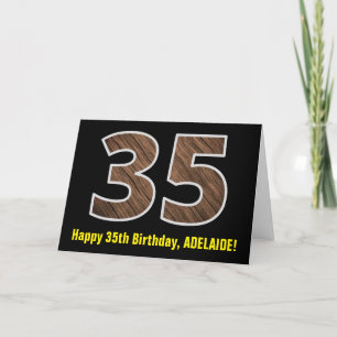 Carte 35e Anniversaire : Nom + Motif Imitation Grain de 