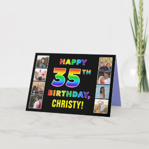 Carte 35e anniversaire : Rainbow Text, Custom Photos & N