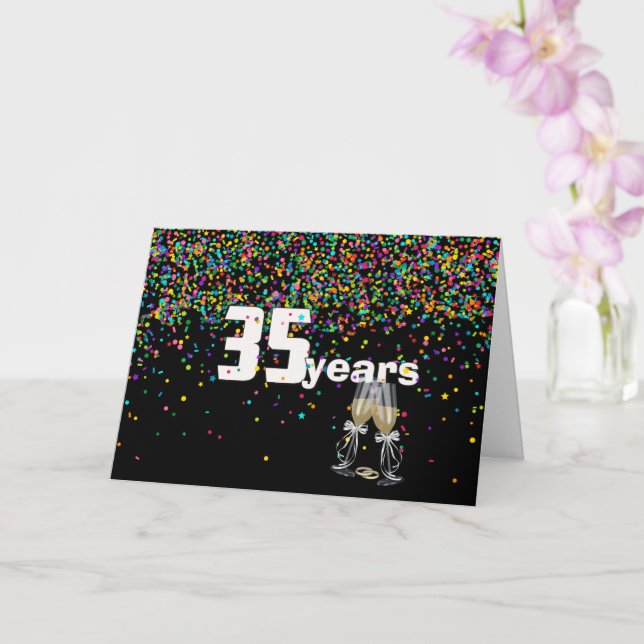 Carte 35e anniversaire toast in confetti (Orchidée)