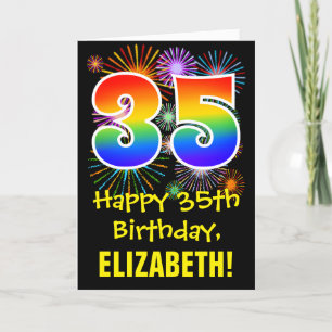Carte 35ème anniversaire : Fun Fireworks Motif + Rainbow
