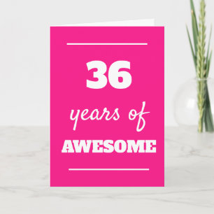 Carte 36 Ans d'Awesome - Pink 36th Birthday Card