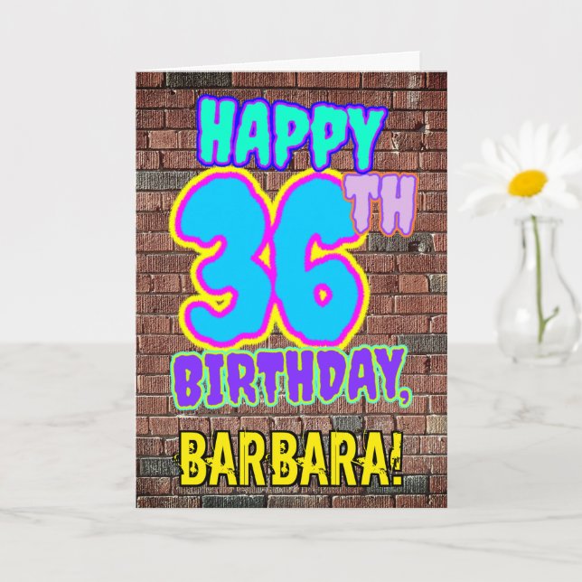 Carte 36e anniversaire - Amusant, Graffiti urbain inspir (Petite plante)
