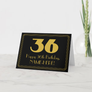 Carte 36e anniversaire : Art Déco Inspiré Look "36" & No