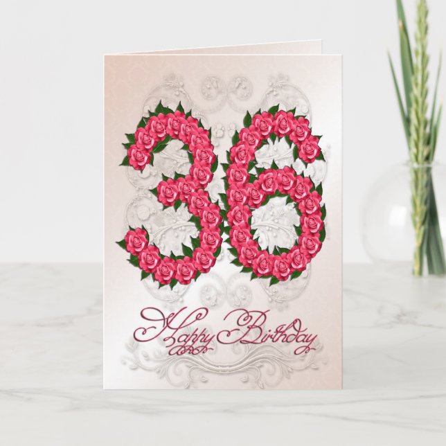Carte 36e anniversaire avec roses et feuilles (Devant)
