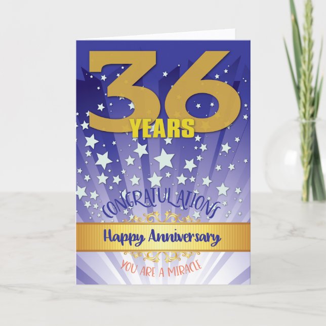 Carte 36e anniversaire de rétablissement chiffre gras (Devant)