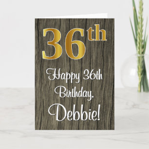 Carte 36e anniversaire : Elégant Faux Gold Look #, Faux 
