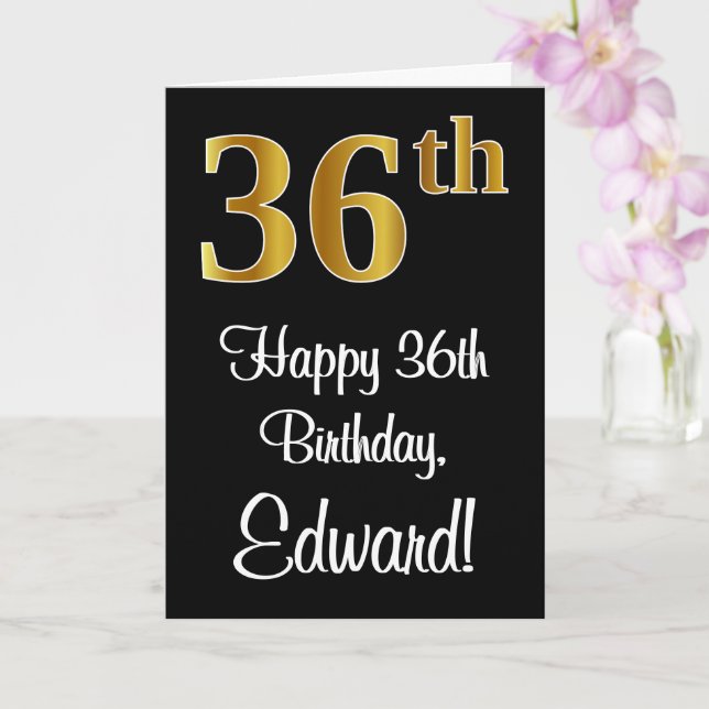 Carte 36e anniversaire ~ Elégant Luxueux Faux Gold Look  (Orchidée)