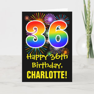 Carte 36e anniversaire : Fun Fireworks Motif + Rainbow 3
