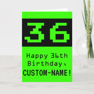 Carte 36e anniversaire : Nerdy / Geeky Style "36" et nom
