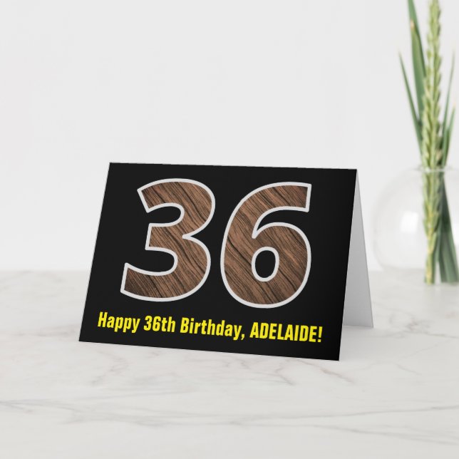 Carte 36e anniversaire : Nom + Faux Motif de grains de b (Devant)