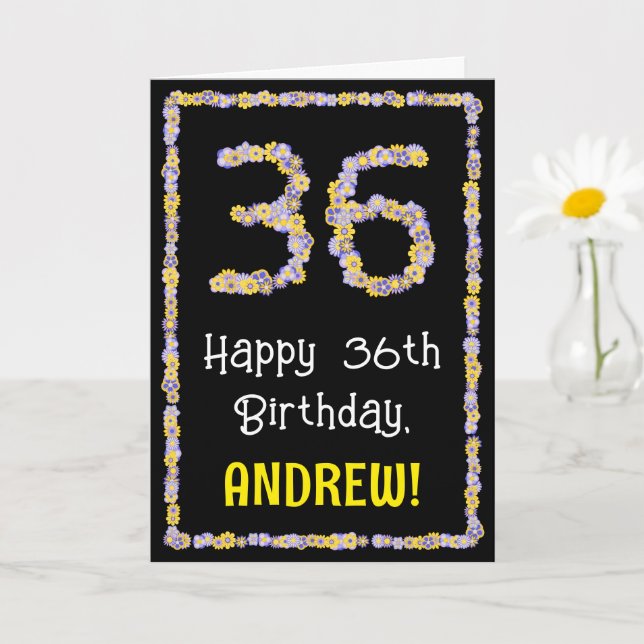 Carte 36e Anniversaire : Nombre de fleurs florales, nom  (Petite plante)