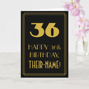 Carte 36e Anniversaire – Rétro, Style Art Déco "36" & No