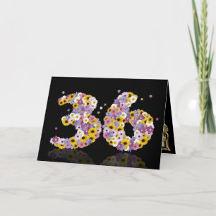 Carte 36ème anniversaire avec des lettres fleuries
