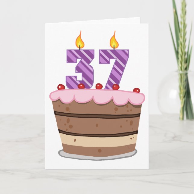 Carte 37 ans sur le gâteau d'anniversaire (Devant)