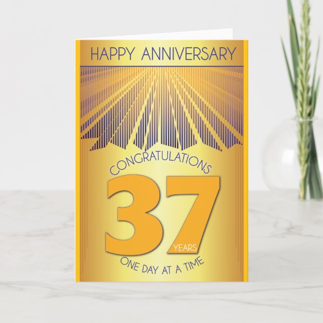 Carte 37 Year Sober Anniversary | Golden Ray 12 Step  (Devant)