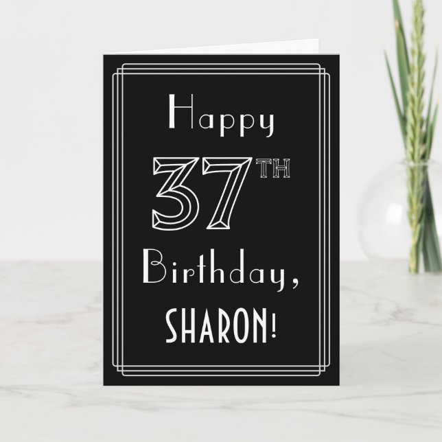 Carte 37e anniversaire : Art Déco Style # 37 & Nom perso (Devant)