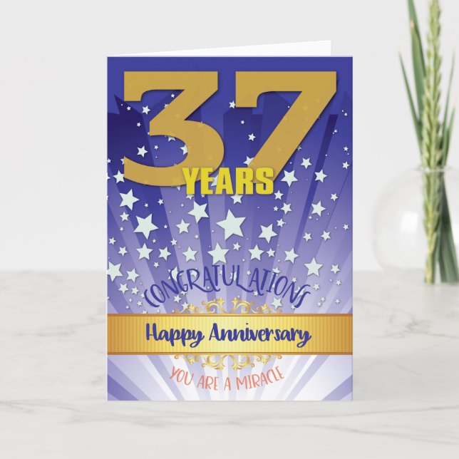 Carte 37e anniversaire de rétablissement chiffre gras (Devant)