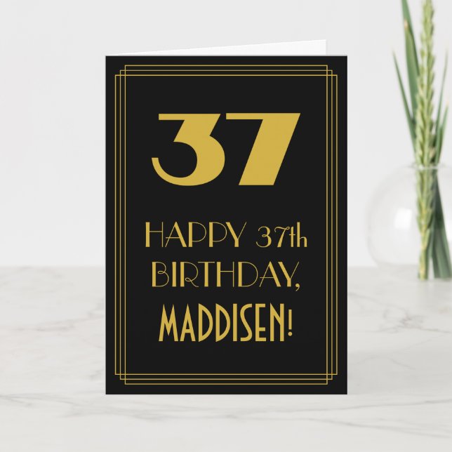 Carte 37e Anniversaire ~ Décoration inspirée de l'Art Dé (Devant)