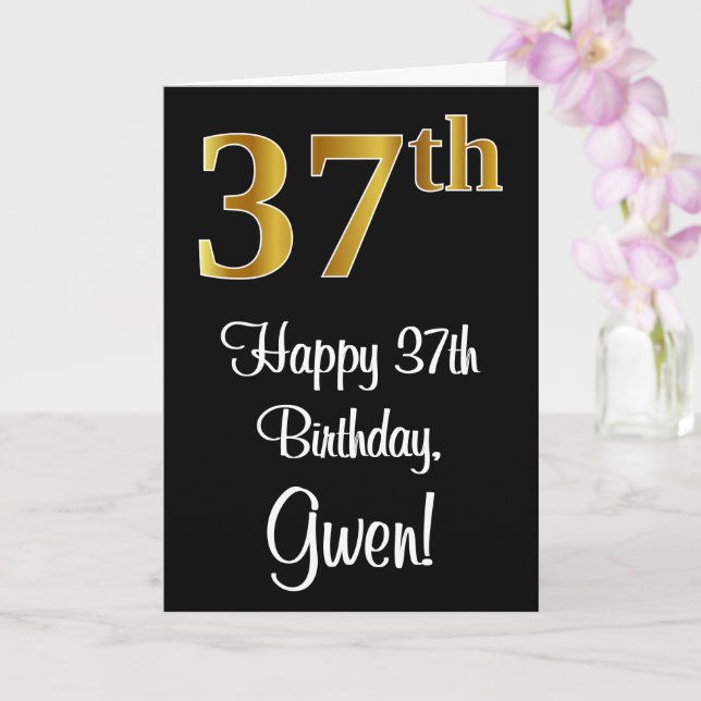 Carte 37e anniversaire ~ Elégant Luxueux Faux Gold Look  (Orchidée)