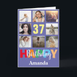 Carte 37e anniversaire heureux Collage photo moderne<br><div class="desc">37th Happy Birthday Photo Collage Carte moderne avec nom personnalisé. Pour plus de personnalisation,  cliquez sur le bouton "Customiser" et utilisez notre outil de conception pour modifier ce modèle.</div>
