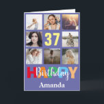 Carte 37e anniversaire heureux Collage photo moderne<br><div class="desc">37th Happy Birthday Photo Collage Carte moderne avec nom personnalisé. Pour plus de personnalisation,  cliquez sur le bouton "Customiser" et utilisez notre outil de conception pour modifier ce modèle.</div>