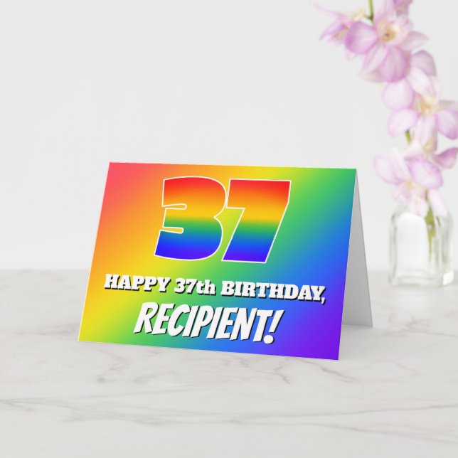 Carte 37e anniversaire : Motif Rainbow multicolore # 37 (Orchidée)