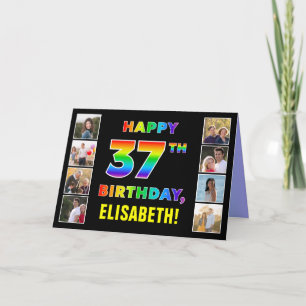 Carte 37e anniversaire : Rainbow Text, Custom Photos & N
