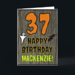 Carte 37e anniversaire : thème Halloween épouvantable, n<br><div class="desc">Le recto de cette carte d'anniversaire effrayante et terrifiante sur le thème d'Halloween représente un grand nombre "37". Il comporte également le message "Joyeux Anniversaire, " ainsi qu'un nom personnalisé. Il y a aussi des représentations d'un fantôme et d'une chauve-souris sur le recto. L'intérieur comporte un message de vœux d'anniversaire...</div>