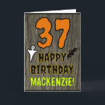Carte 37e anniversaire : thème Halloween épouvantable, n<br><div class="desc">Le recto de cette carte d'anniversaire effrayante et terrifiante sur le thème d'Halloween représente un grand nombre "37". Il comporte également le message "Joyeux Anniversaire, " ainsi qu'un nom personnalisé. Il y a aussi des représentations d'un fantôme et d'une chauve-souris sur le recto. L'intérieur comporte un message de vœux d'anniversaire...</div>